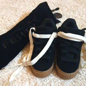 NWOT RIHANNA FENTY PUMA CREEPERS Black  with Gold Accents